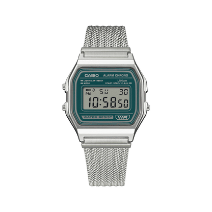 Casio Vintage A158WEM-3EF Armbanduhr Grün • Mesh-Armband • Stoppuhr, Bild 6