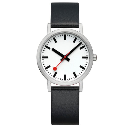 Mondaine Classic A660.30360.16OMV Herrenuhr Schwarz • Veganes Traubenleder • Schweizer Quarzwerk