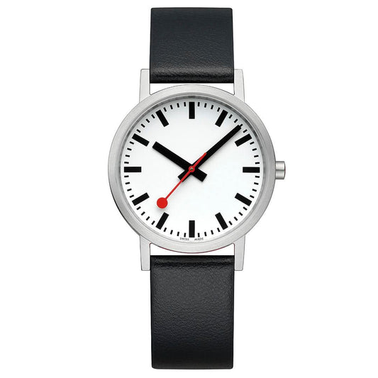 Mondaine Classic A660.30360.16OMV Herrenuhr Schwarz • Veganes Traubenleder • Schweizer Quarzwerk