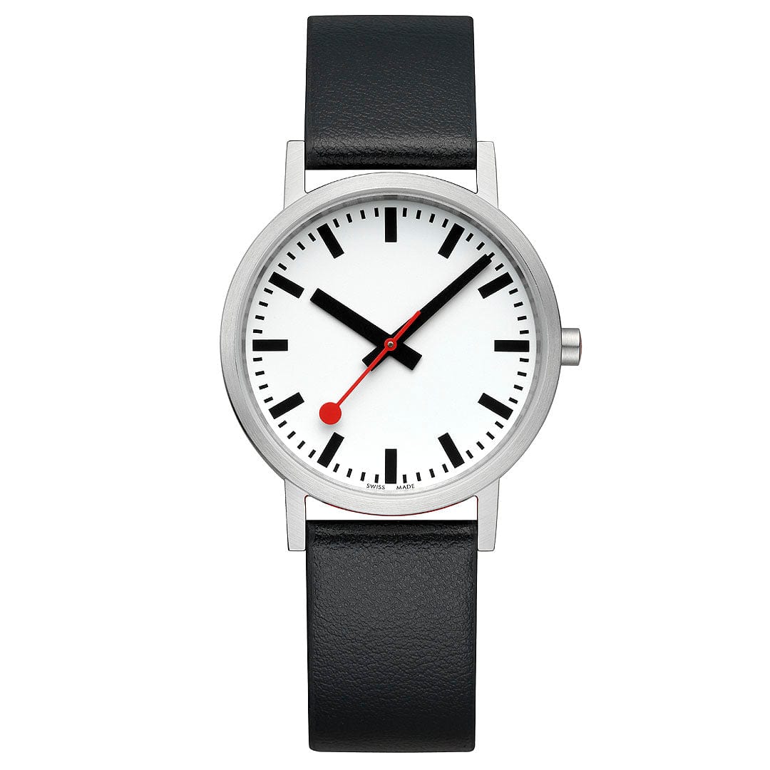 Mondaine Classic A660.30314.16OMV Damenuhr Schwarz • Veganes Traubenleder • Schweizer Quarzwerk