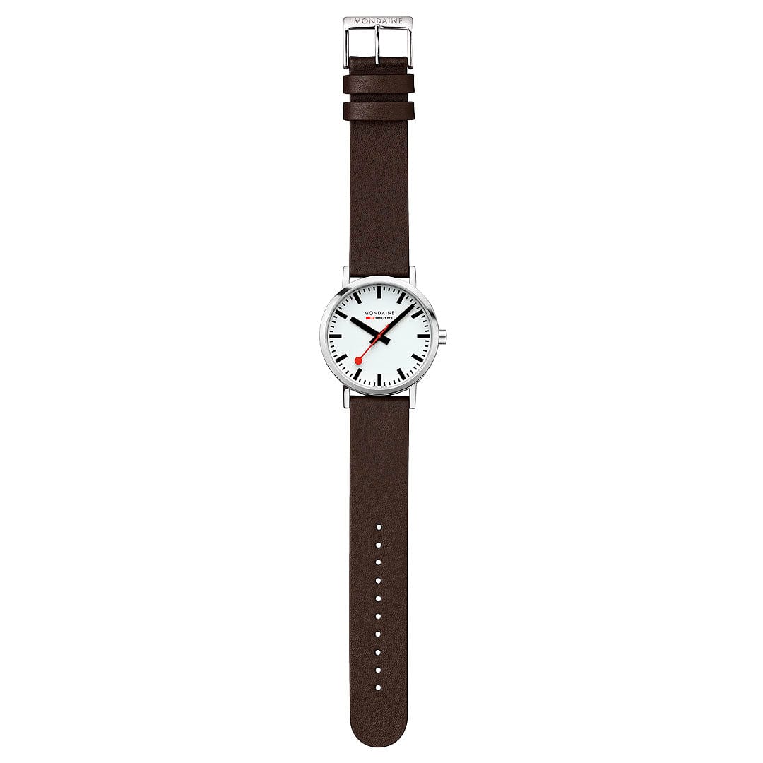Mondaine Classic A660.30360.11SBGV Herrenuhr Braun • Veganes Traubenleder • Schweizer Quarzwerk, Bild 6