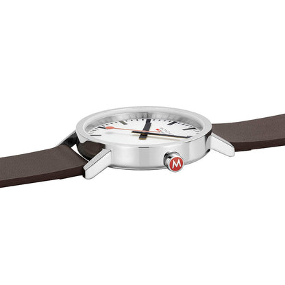 Mondaine Classic A660.30360.11SBGV Herrenuhr Braun • Veganes Traubenleder • Schweizer Quarzwerk, Bild 4