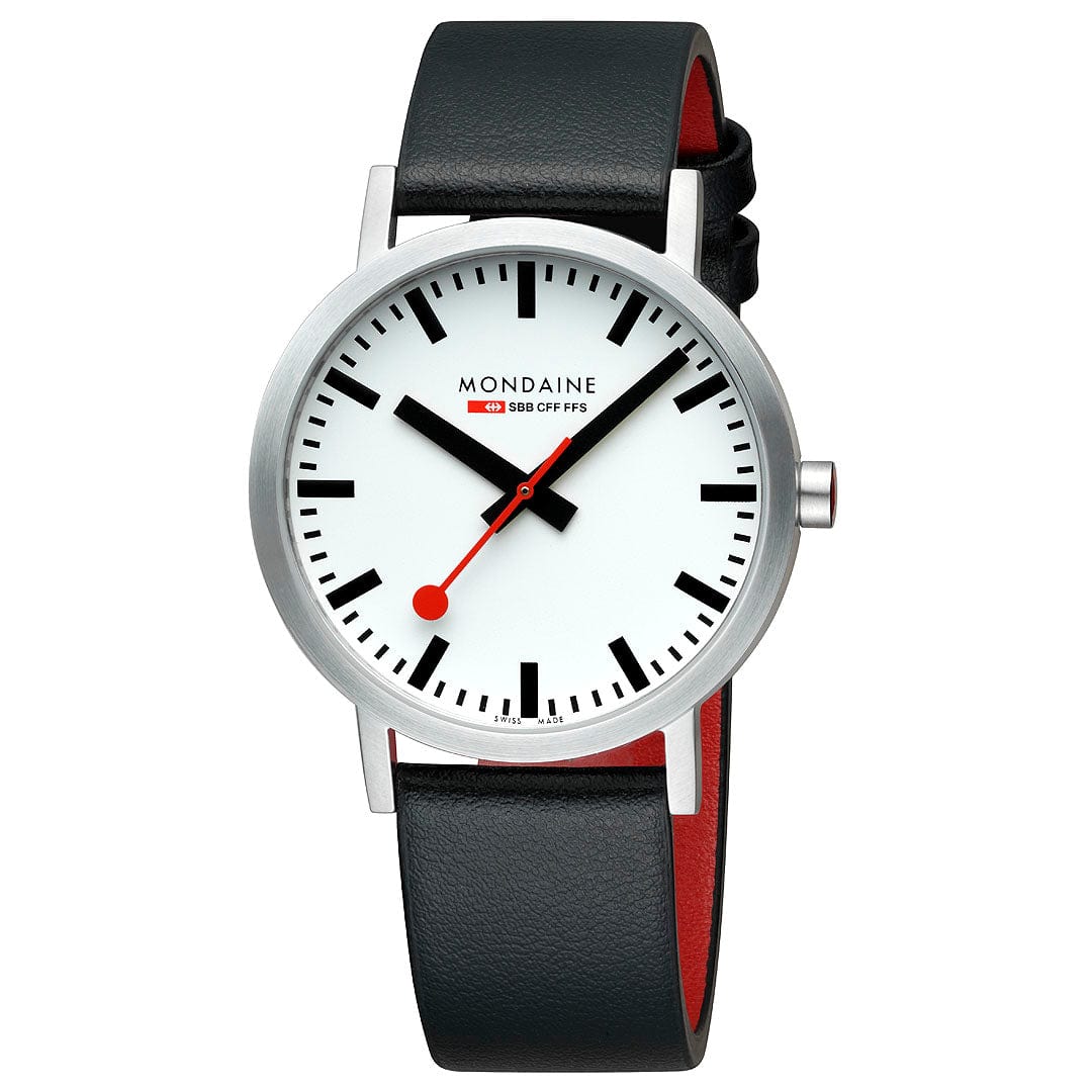 Mondaine Classic A660.30360.16SBBV Herrenuhr Schwarz • Veganes Traubenleder • Schweizer Quarzwerk, Bild 5