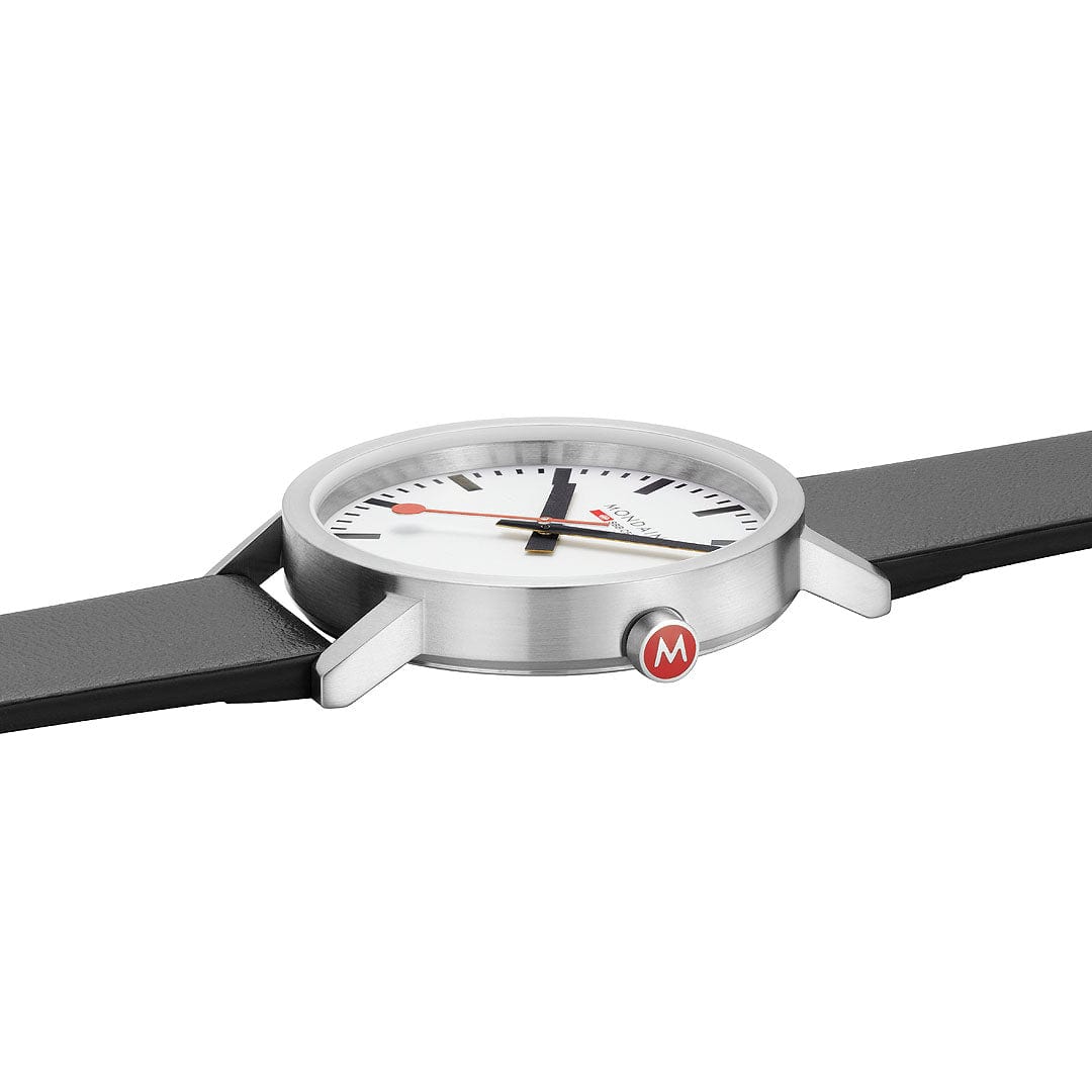 Mondaine Classic A660.30360.16SBBV Herrenuhr Schwarz • Veganes Traubenleder • Schweizer Quarzwerk, Bild 4