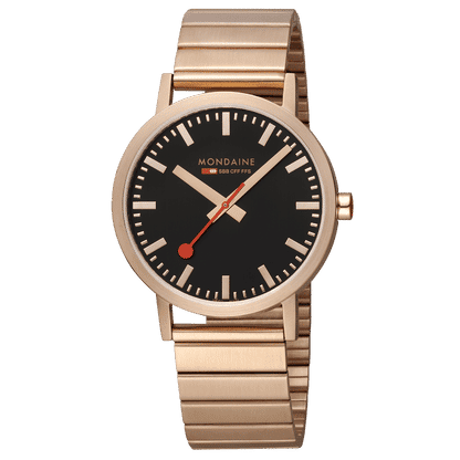 Mondaine Classic A660.30360.16SBR Herrenuhr Schwarz/Roségold • Schnellwechselsystem • Swiss Made, Bild 5