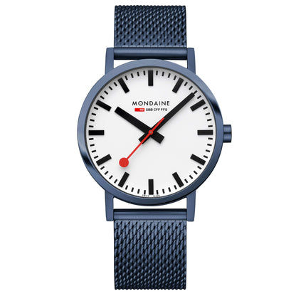 Mondaine Classic A660.30360.1BSBM Unisex Armbanduhr Blau • Gehärtetes Mineralglas • BackLight-Technologie