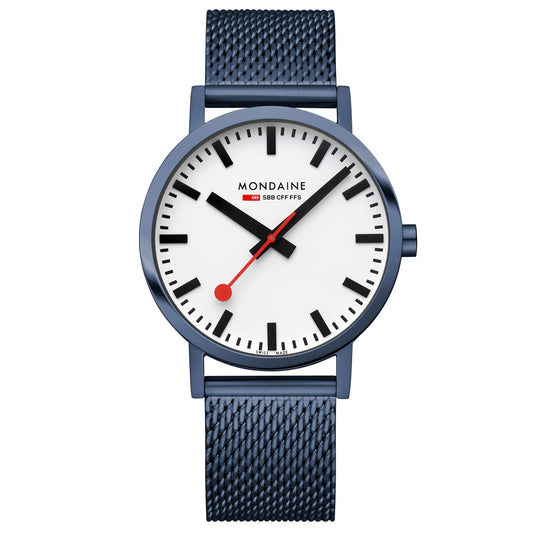 Mondaine Classic A660.30360.1BSBM Unisex Armbanduhr Blau • Gehärtetes Mineralglas • BackLight-Technologie