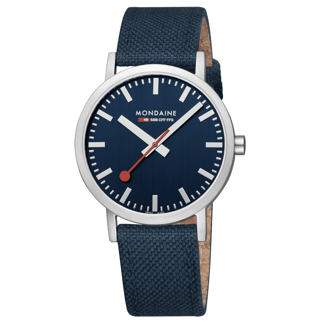 Mondaine Classic A660.30360.40SBD Herrenuhr Tiefseeblau • Schweizer Quarzwerk • Recyceltes Textilarmband, Bild 5