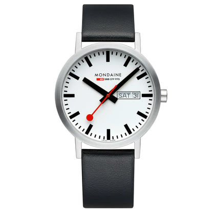 Mondaine Classic A667.30360.11SBBV Herrenuhr Schwarz • Schweizer Quarzwerk • Veganes Traubenleder