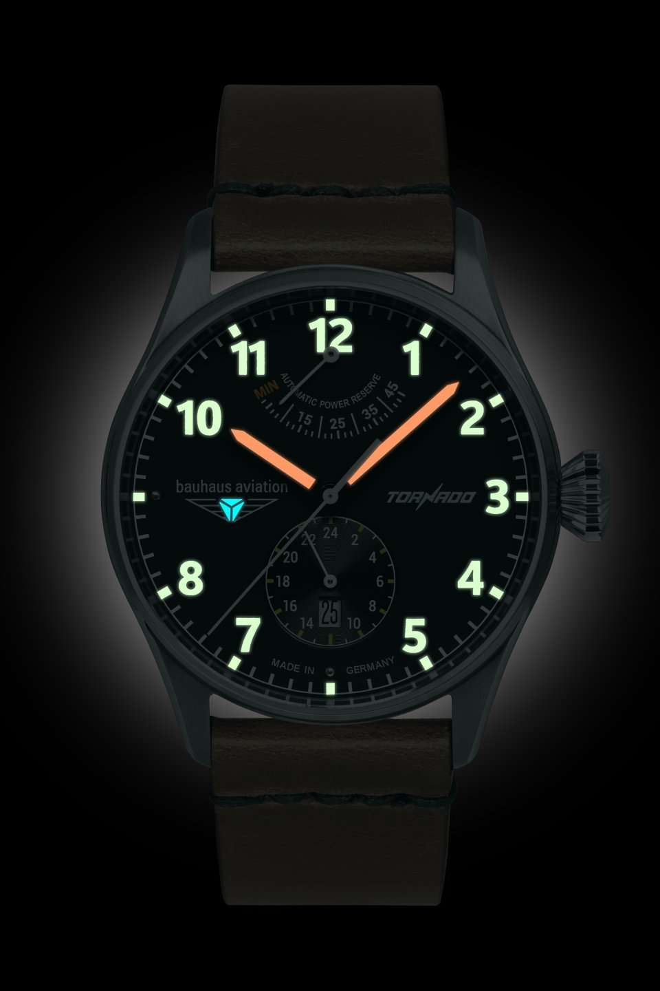 Bauhaus Aviation Tornado 2790-5 Herrenuhr Schwarz-Orange • Citizen-Miyota Automatik • Gangreserveanzeige, Bild 3