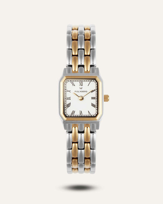 Mockberg Classic BIC MO336 Damen Armbanduhr Weiß • Mineralglas • Goldfarben Gliederarmband