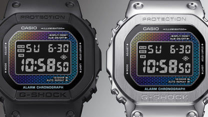 Casio DW-5600RW-1ER G-Shock Herrenuhr Schwarz/Regenbogen • Regenbogen-Dampfbeschichtung • Digitales Ziegelwandmuster, Bild 4