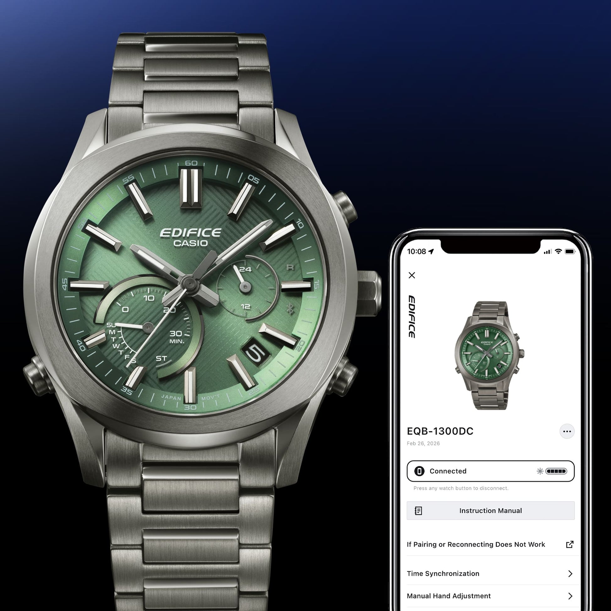 Casio Edifice EQB-1300D-2AEF-1 Herren Armbanduhr Blau • Saphirglas • Solar-Bluetooth, Bild 10