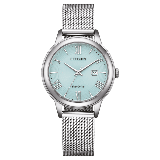 Citizen Eco-Drive Elegance EW2621-75M Damenuhr Silber • Milanaise-Armband • Saphirglas