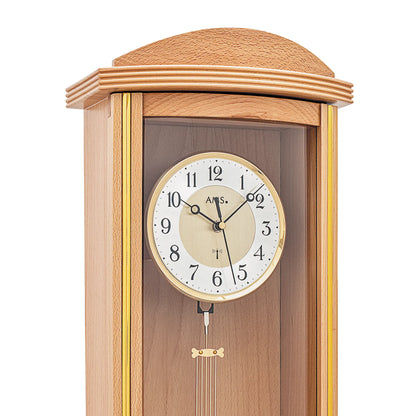 AMS Funk F5015/18 Wanduhr • Buchelackiert Holzgehäuse • Pendel mit Westminster-Schlagwerk