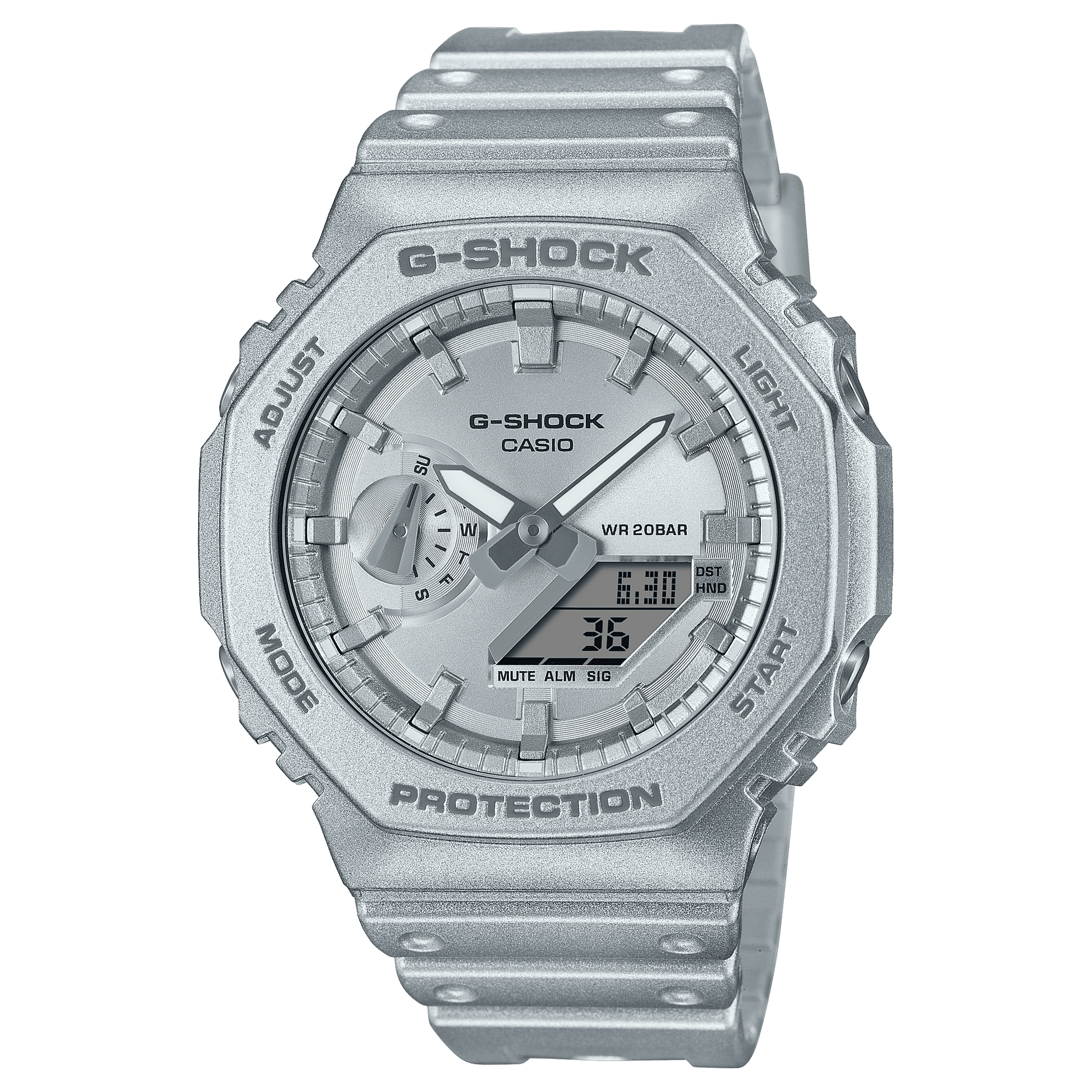 Casio GA-2100FF-8AER G-Shock Classic Herrenuhr Silbermetallic • Carbon Core Guard • Stoßfest & 20 bar, Bild 2