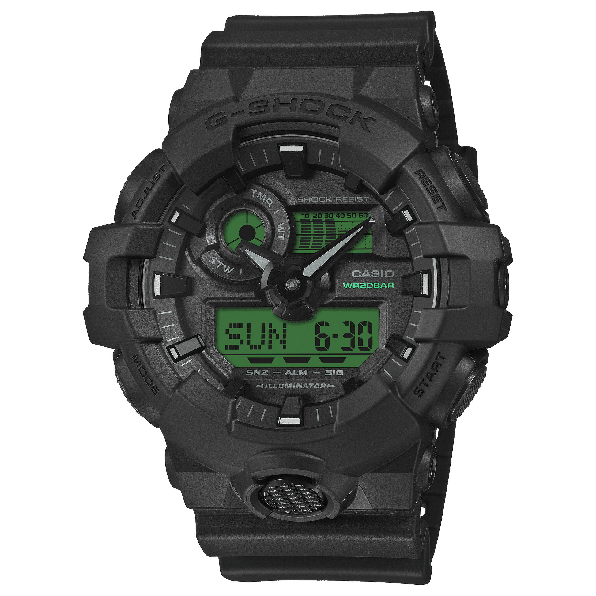 Casio G-Shock GA-700BEG-1AER Herrenuhr Schwarz-Elektrogrün • Analog-Digital • 20 bar wasserdicht, Bild 2