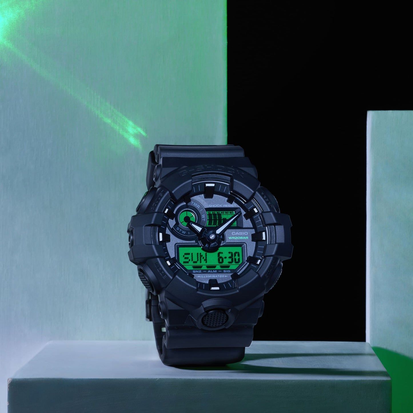 Casio G-Shock GA-700BEG-1AER Herrenuhr Schwarz-Elektrogrün • Analog-Digital • 20 bar wasserdicht, Bild 3