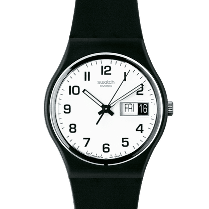 Swatch Originals GB743-S26 Once Again Armbanduhr Schwarz • Tag-Datum-Fenster bei 3 Uhr • Bio-sourced Armband, Bild 3