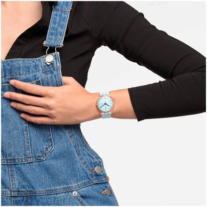 Swatch Originals GE713 Damen Armbanduhr Hellblau • Swatch Solar Spectrum Glas • Leichtes Silikonarmband, Bild 2