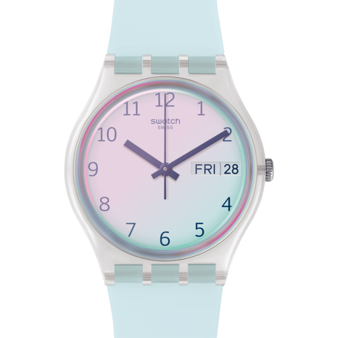 Swatch Originals GE713 Damen Armbanduhr Hellblau • Swatch Solar Spectrum Glas • Leichtes Silikonarmband, Bild 3