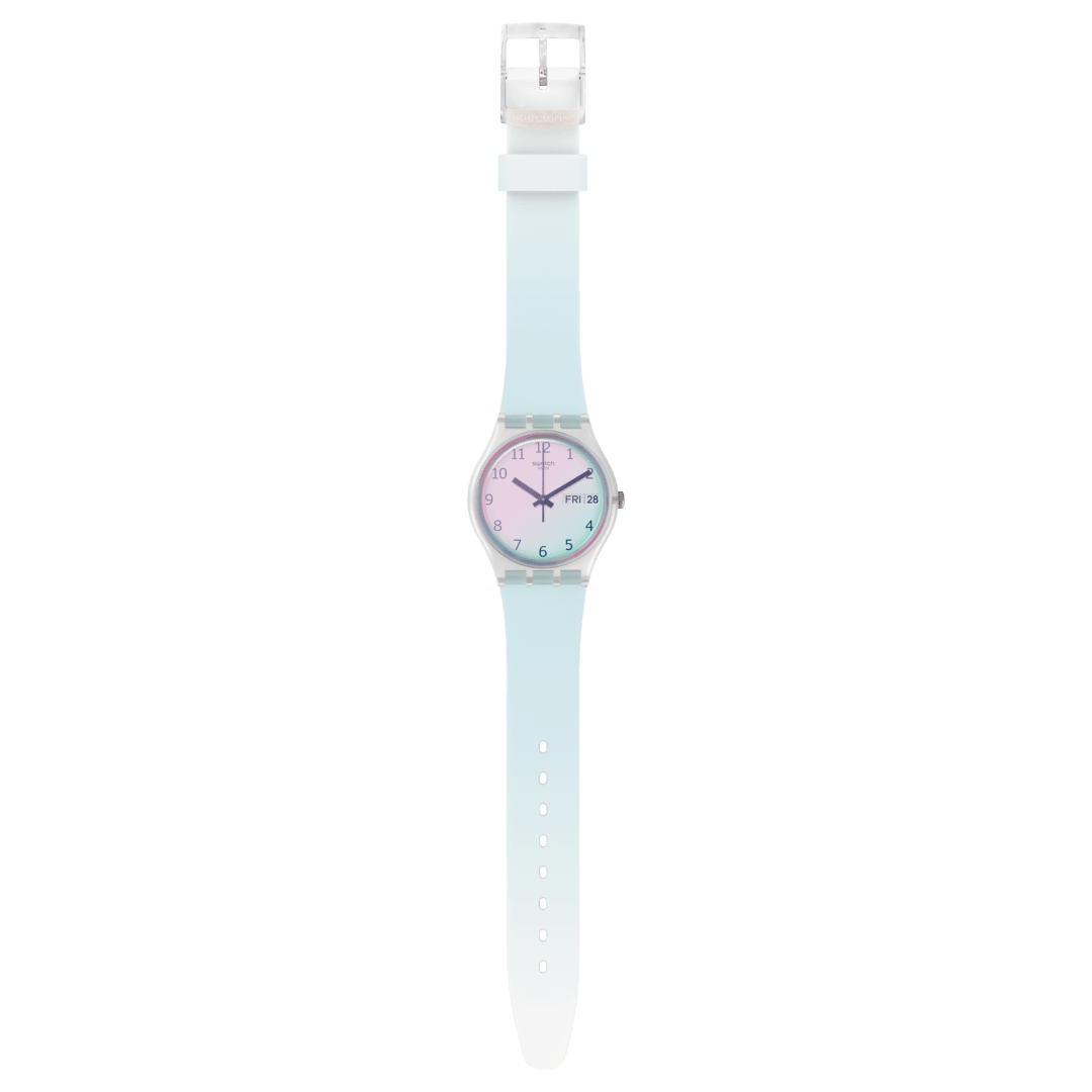 Swatch Originals GE713 Damen Armbanduhr Hellblau • Swatch Solar Spectrum Glas • Leichtes Silikonarmband, Bild 4