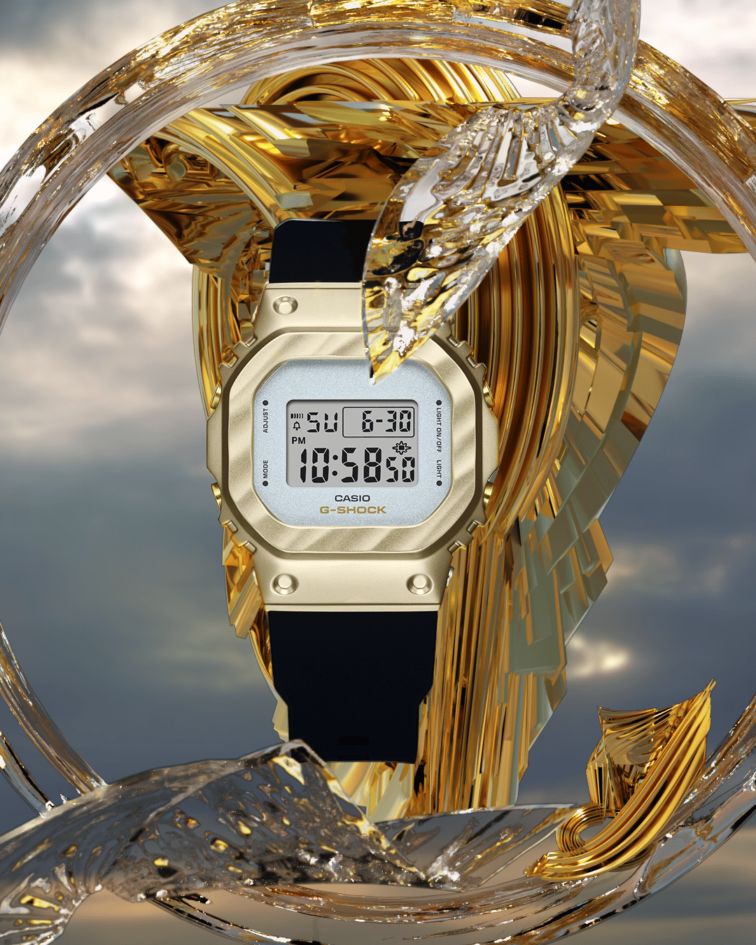 Casio G-Shock GM-S5600BC-1ER Damen • Metalllünette Gelbgold • 20 bar wasserdicht, Bild 10