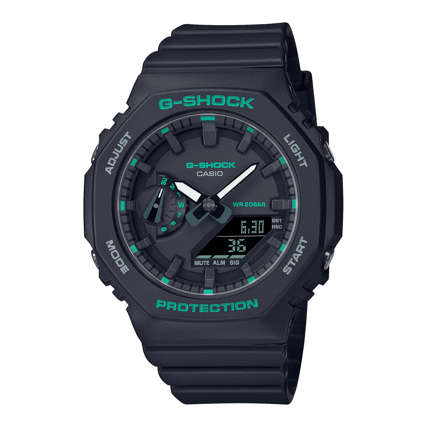 Casio GMA-S2100GA-1AER Damen G-Shock GMA-S-Serie Schwarz • Grüne Akzentfarben • 20 bar wasserdicht, Bild 2
