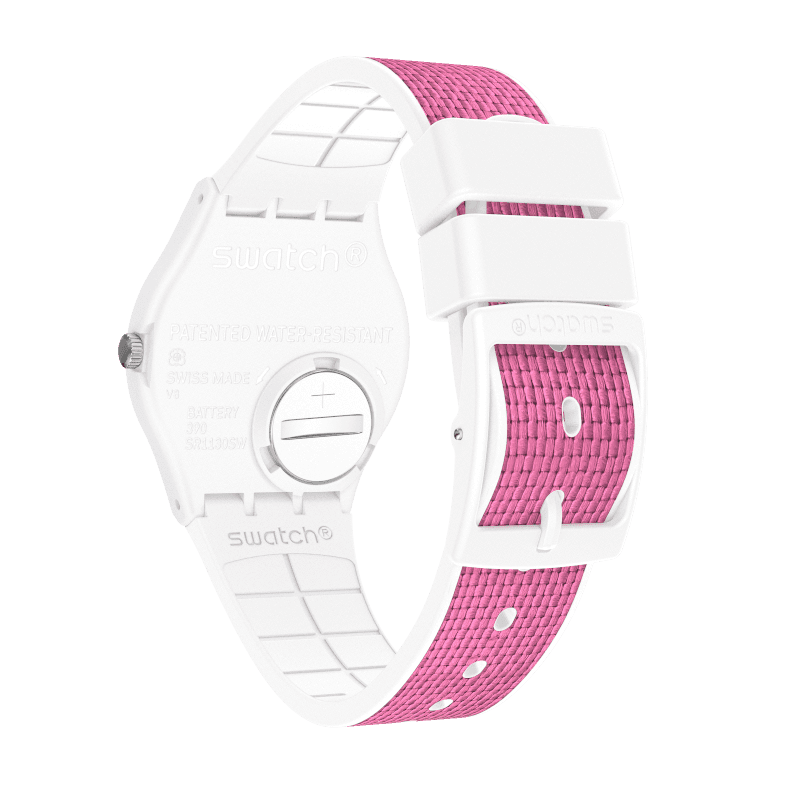 Swatch Originals GW713 Damenuhr Weiß • Silikonarmband mit Stoff-Inlay • Schweizer Quarzwerk, Bild 4