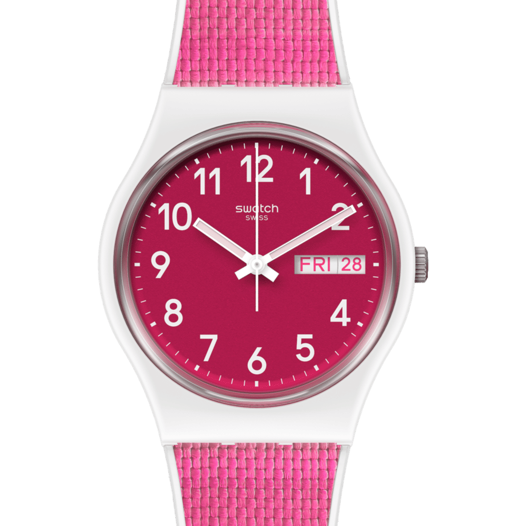 Swatch Originals GW713 Damenuhr Weiß • Silikonarmband mit Stoff-Inlay • Schweizer Quarzwerk, Bild 2