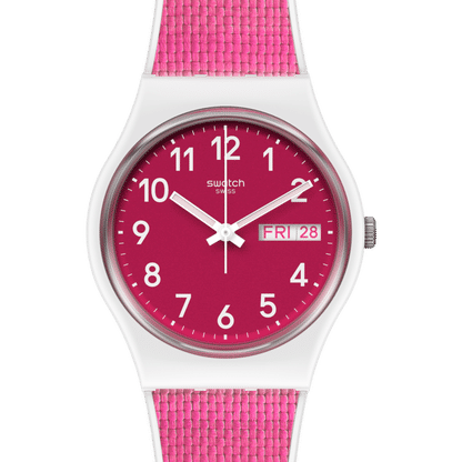 Swatch Originals GW713 Damenuhr Weiß • Silikonarmband mit Stoff-Inlay • Schweizer Quarzwerk, Bild 2