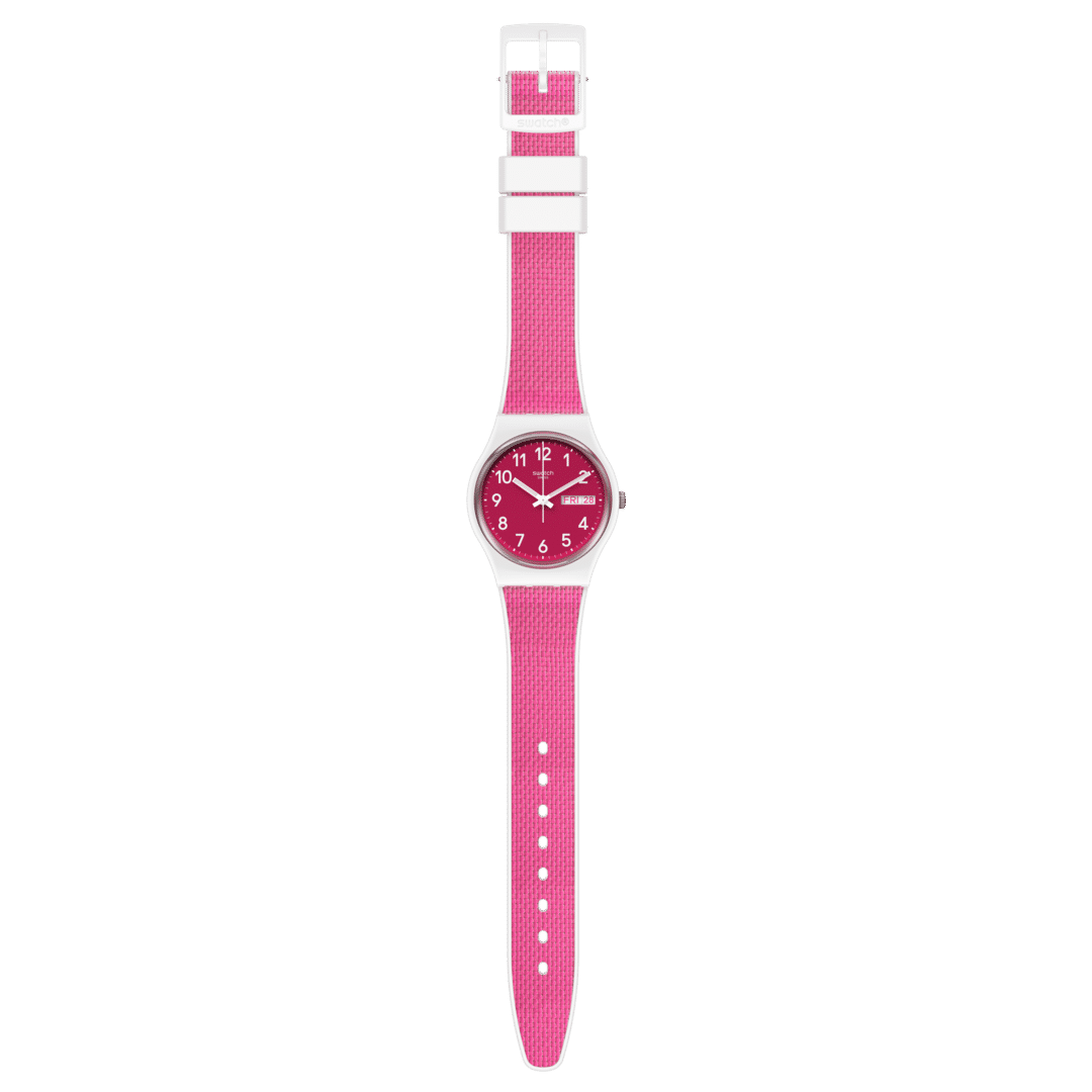 Swatch Originals GW713 Damenuhr Weiß • Silikonarmband mit Stoff-Inlay • Schweizer Quarzwerk, Bild 3