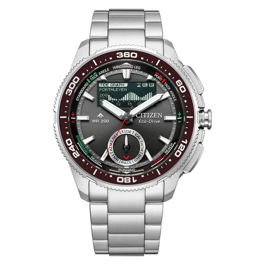 Herrenarmbanduhr Citizen PROMASTER mit schwarzem Zifferblatt und Edelstahlarmband