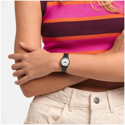Swatch Originals Small LB153 Something New Damenuhr Schwarz • Schwarzes Polymer-Armband • Weißes Zifferblatt, Bild 2