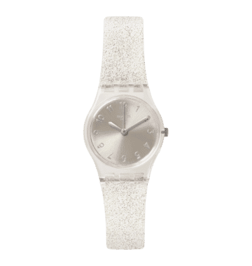 Swatch Silver Glistar LK343E Damen Armbanduhr Silber • Transparentes Gehäuse • Silikonarmband, Bild 2