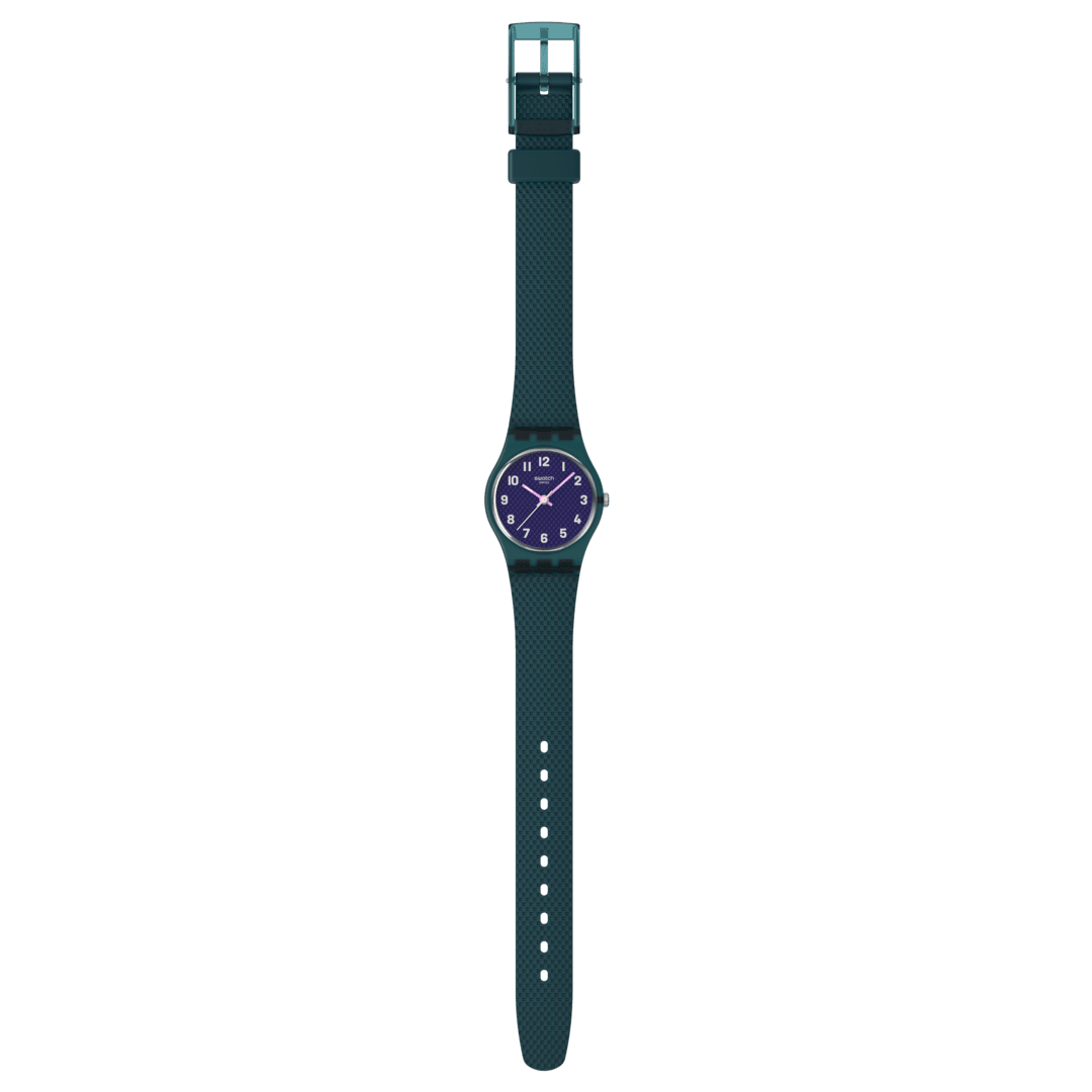 Swatch Teal Weave LL127 Damen Armbanduhr Petrol • Leuchtzeiger • Transparentes Gehäuse, Bild 4