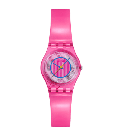 Swatch Originals LP166 Prismatically Pink Damenuhr • Transparentes Gehäuse • 80er Retro-Design
