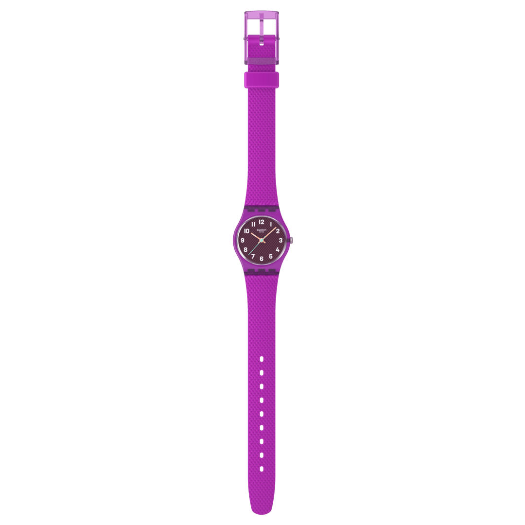 Swatch Magenta Weave LV122 Damen Armbanduhr Lila • Leuchtzeiger • Texturiertes Armband, Bild 4