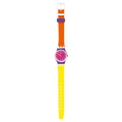 Swatch Originals Small LW165 Sun Through Damenuhr Rosa • Peppy-Farbdesign • Versetztes Zifferblatt, Bild 3