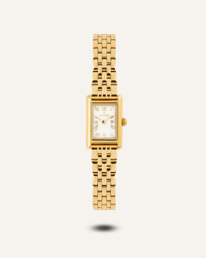 Mockberg Timeless Petite MB1773 Damen Armbanduhr Weiß • Mineralglas • Goldfarben Gliederband