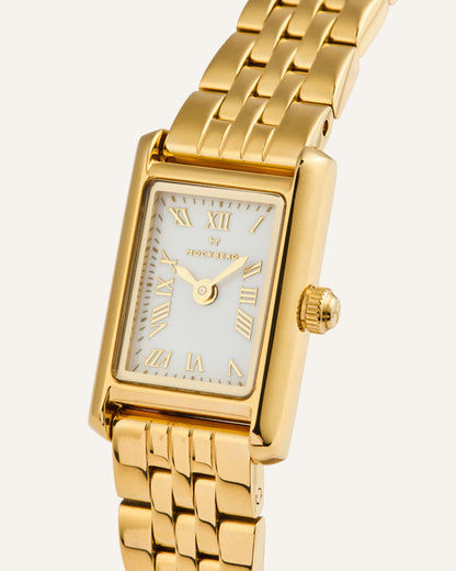 Mockberg Timeless Petite MB1773 Damen Armbanduhr Weiß • Mineralglas • Goldfarben Gliederband, Bild 2