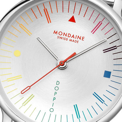Mondaine Doppio MLE.33112.SM Damen Armbanduhr Silber • Saphirglas mit Antireflexbeschichtung • Swiss Made Quarzwerk, Bild 3