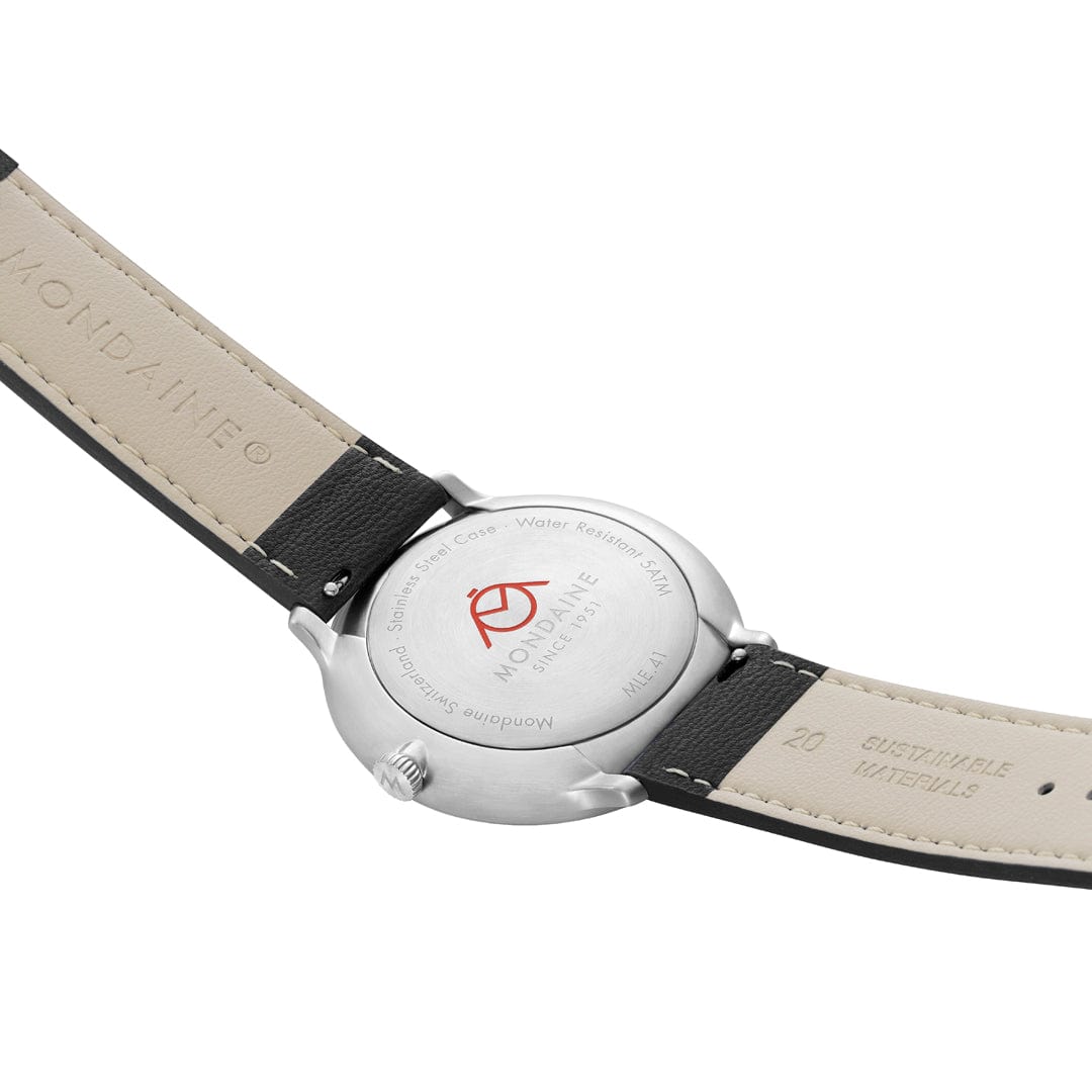 Mondaine Doppio MLE.41210.LBV Herrenuhr Schwarz • Saphirglas mit Antireflexbeschichtung • Swiss Made Quarzwerk, Bild 5