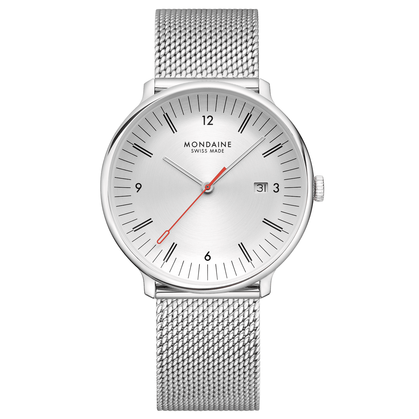 Mondaine Doppio MLE.41210.SM Herrenuhr Silber • Saphirglas mit Antireflexbeschichtung • Schweizer Quarzwerk RONDA 515 RL