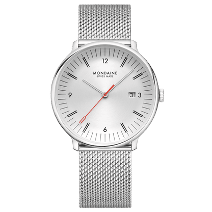 Mondaine Doppio MLE.41210.SM Herrenuhr Silber • Saphirglas mit Antireflexbeschichtung • Schweizer Quarzwerk RONDA 515 RL
