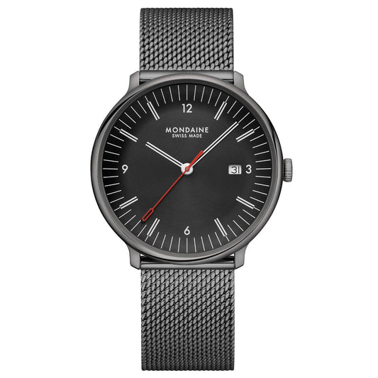 Mondaine Doppio MLE.41220.SM Herrenuhr Schwarz • Saphirglas • Swiss Made Quarzwerk