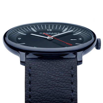Mondaine Doppio MLE.41240.LDV Herrenuhr Blau • Saphirglas mit Antireflexbeschichtung • Schweizer Quarzwerk, Bild 4