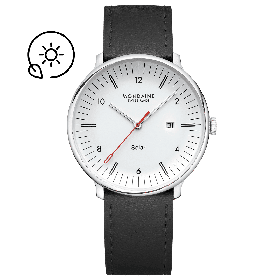Mondaine Doppio Solar MLE.41910.LBV Herrenuhr Schwarz • Saphirglas • Solaruhrwerk