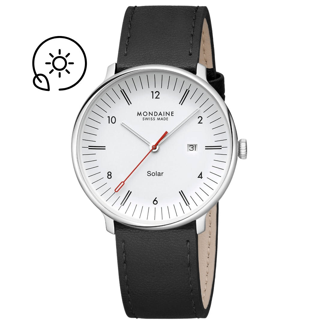 Mondaine Doppio Solar MLE.41910.LBV Herrenuhr Schwarz • Saphirglas • Solaruhrwerk, Bild 6