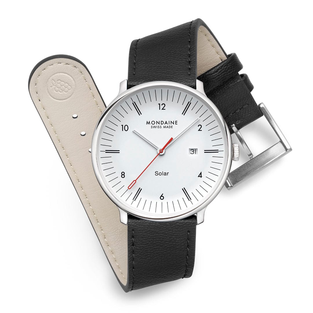 Mondaine Doppio Solar MLE.41910.LBV Herrenuhr Schwarz • Saphirglas • Solaruhrwerk, Bild 7